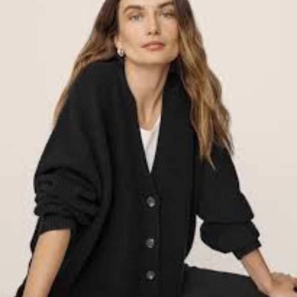 Jenni Kayne Cashmere Cocoon Cardigan, black, size Small - Picture 1 of 8
